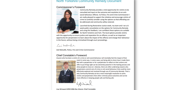 Front cover - Community Remedy Document