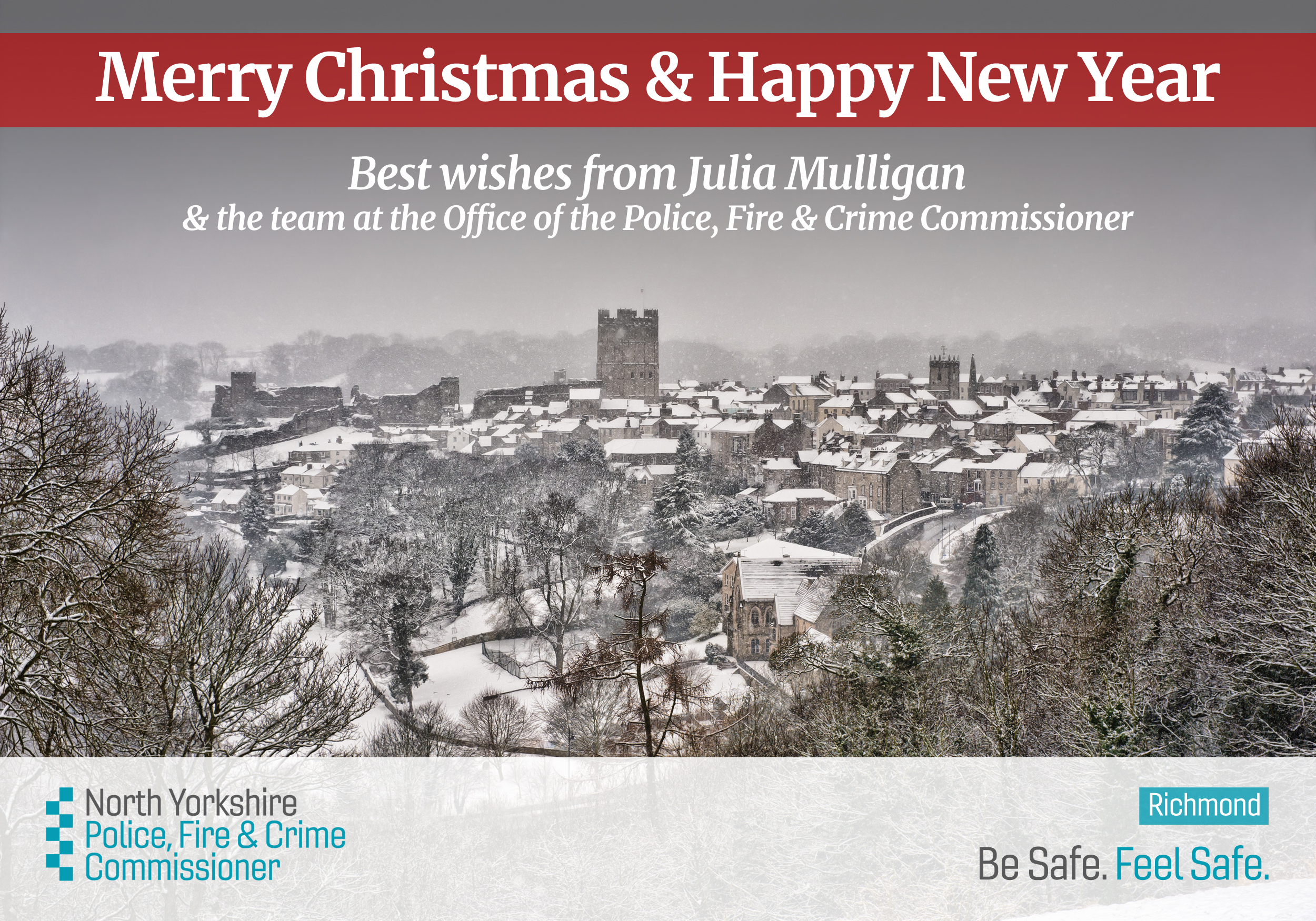 Merry Christmas and a happy new year. Best wishes from Julia Mulligan and the team at the Office of the North Yorkshire Police, Fire and Crime Commissioner