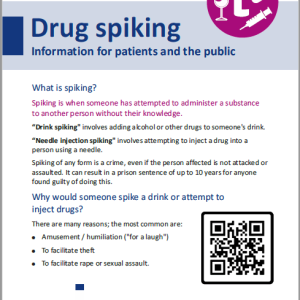 Image of drug spiking leaflet - content in body text