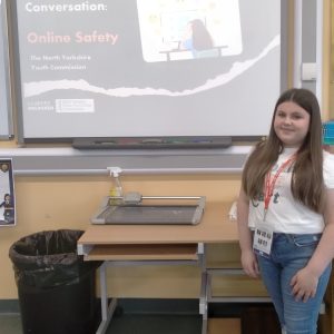 Youth commission member talking about online safety