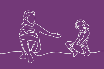line drawing woman and child