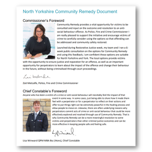 Front cover - Community Remedy Document
