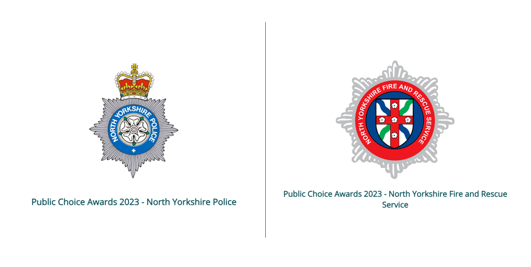 North Yorkshire Police and North Yorkshire Fire and Rescue Service Logos.