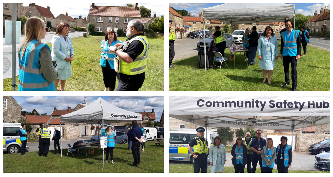 Commissioner Zoe with members of the Ryedale Community Safety Hub and local Councillor Jabbour in the village of Hovingham.