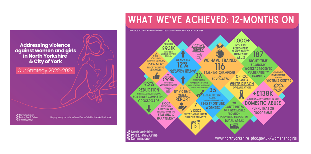 Images of the Violence Against Women and Girls Strategy and what we've achieved 12 months on.