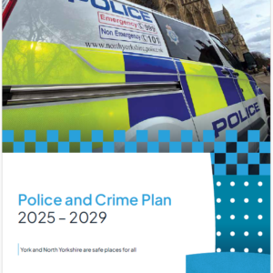 The front cover. Police vehicle in front of York Minster