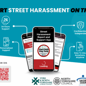 Report street harassment on the go. Scan the QR code to download the app.