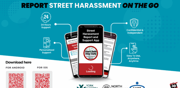 Report street harassment on the go. Scan the QR code to download the app.