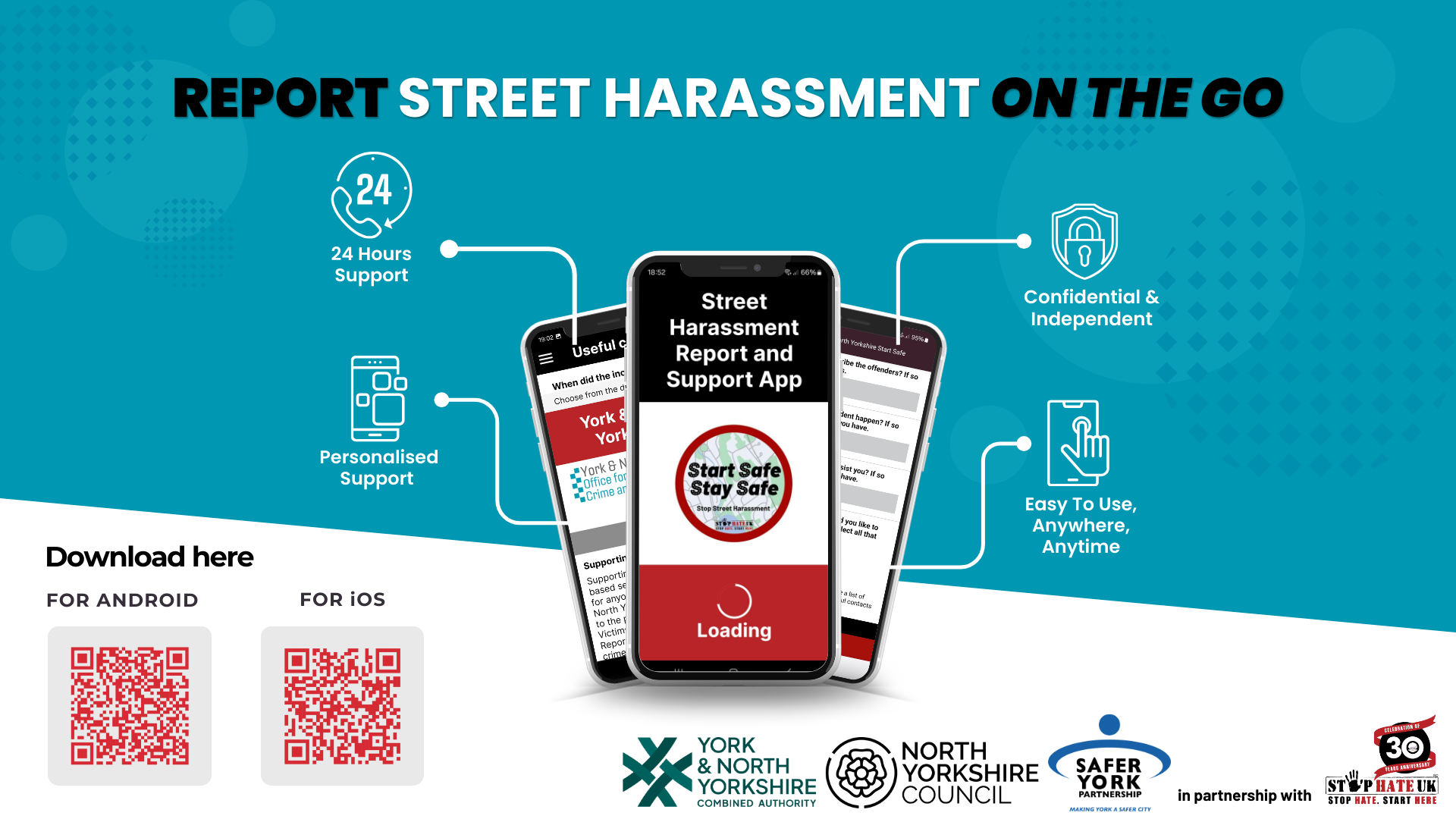 Report street harassment on the go. Scan the QR code to download the app.
